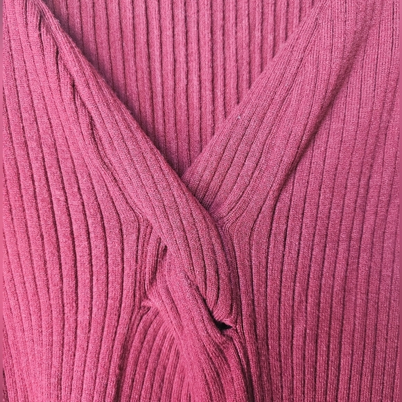 Seta T Womens Long Sleeve V Neck Twist Front Knit Side Slit Midi Sweater Dress S - Picture 9 of 11